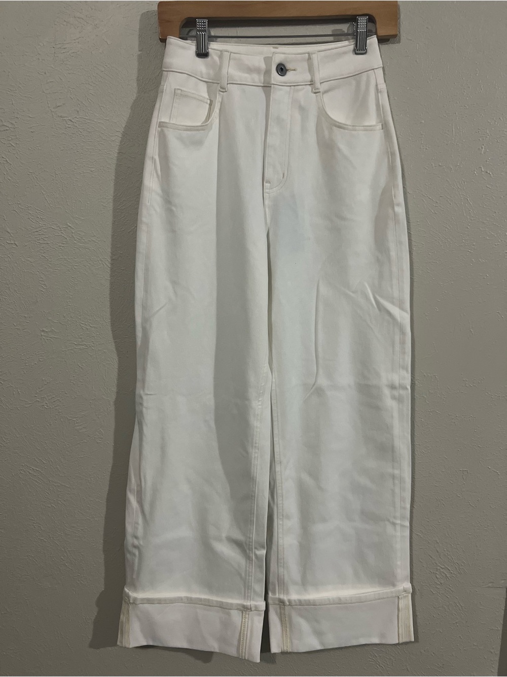 HALARA Flex White Wide Leg Cuffed Jeans XS Tall